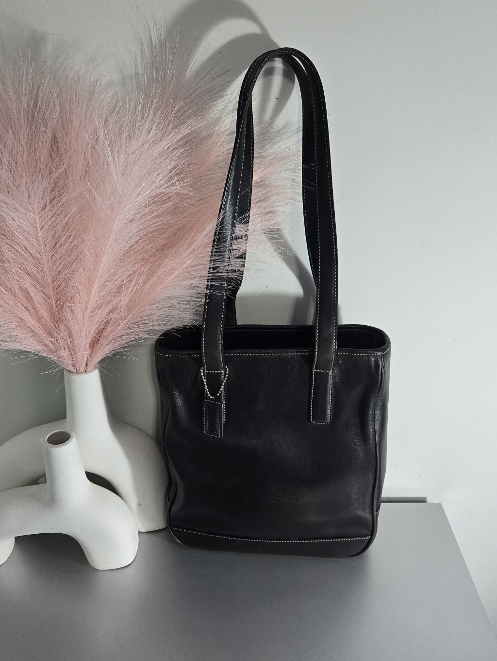 Vintage Coach Black Leather Legacy Tote Bag Y2k